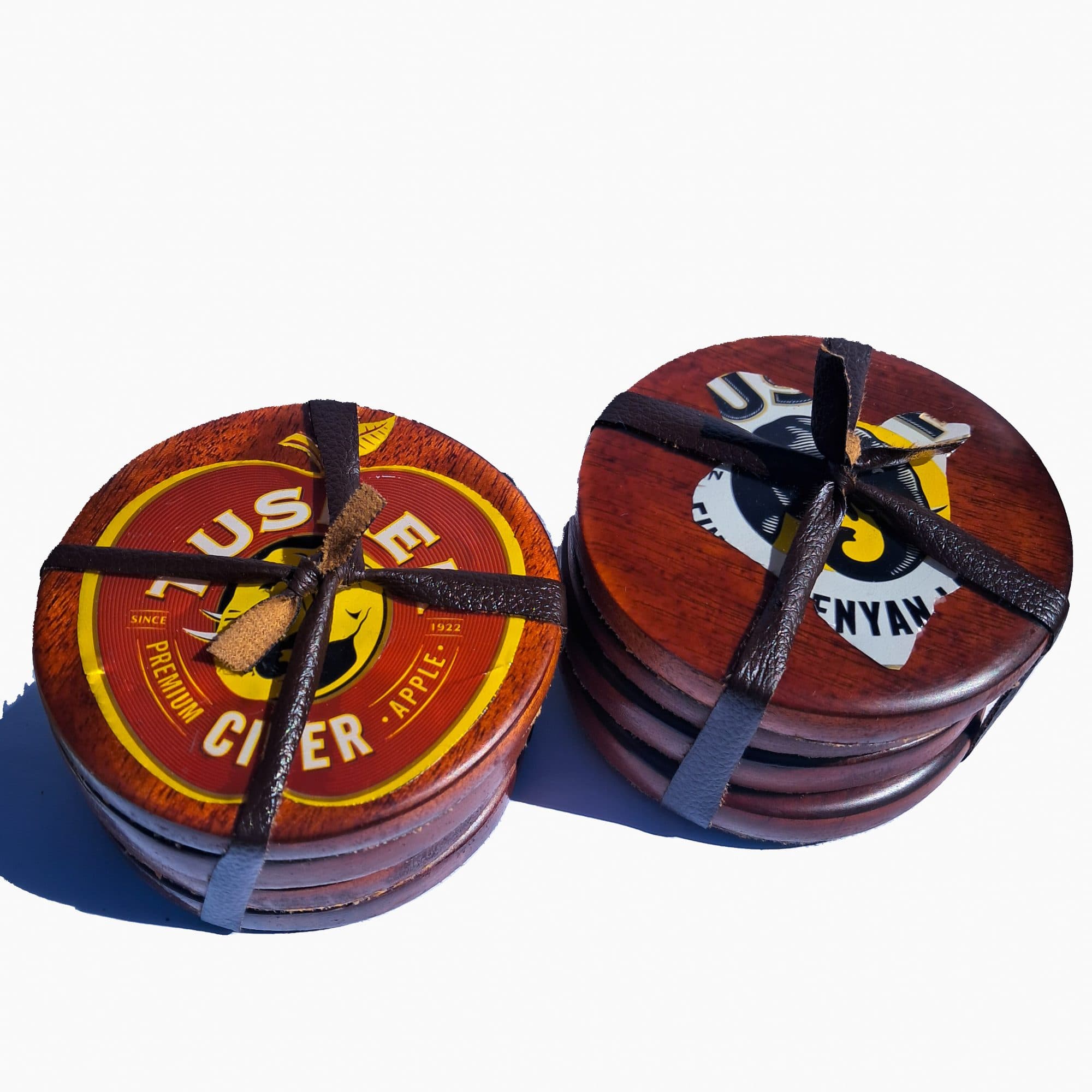 Mahogany and Aluminium Accents Coaster Set of 4