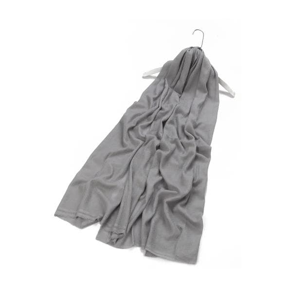 Plain Colour Pure Cashmere Scarf - Light Grey