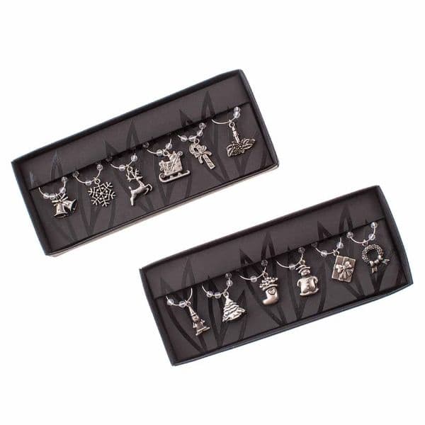 SILVER METAL CHRISTMAS WINE CHARMS CWC002
