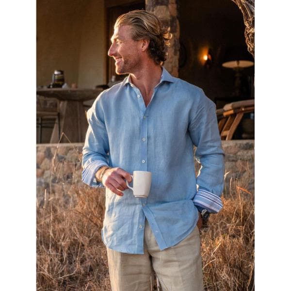 Ocean Blue Linen Shirt