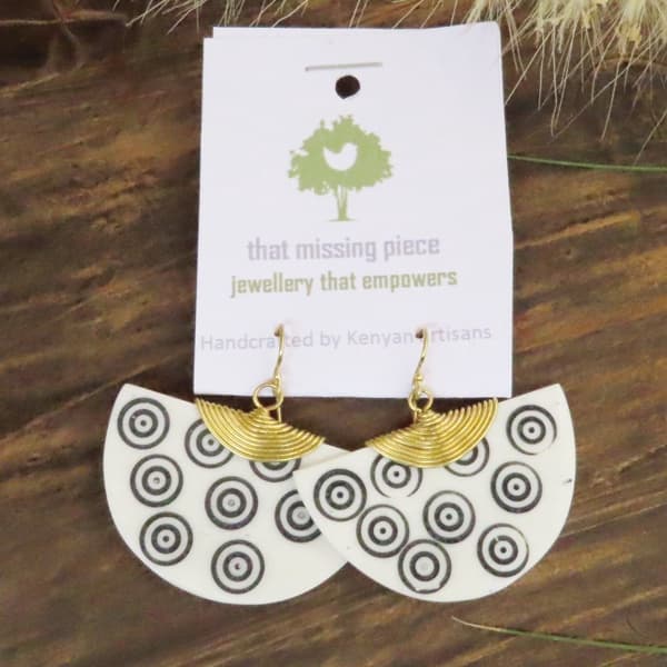 Brass Earrings - Sheba white
