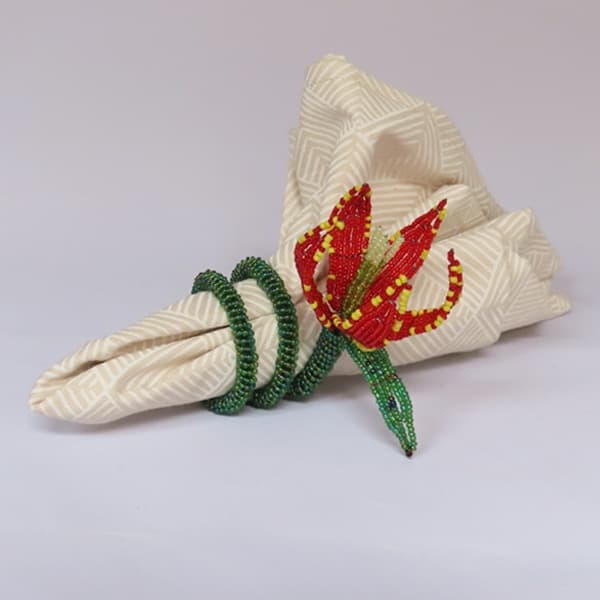 Beaded Napkin Ring Flame Lily