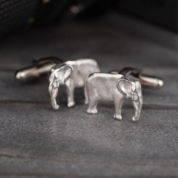 Elephant Cufflinks - Pewter
