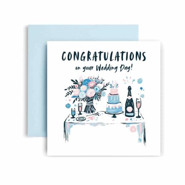 Champagne and Cake Wedding Day Card