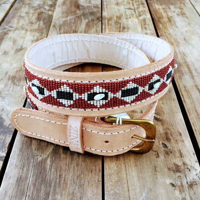 Beaded Leather Belt