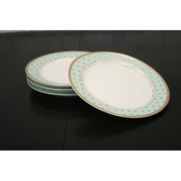 Set (4) Spot Mint Green Plates