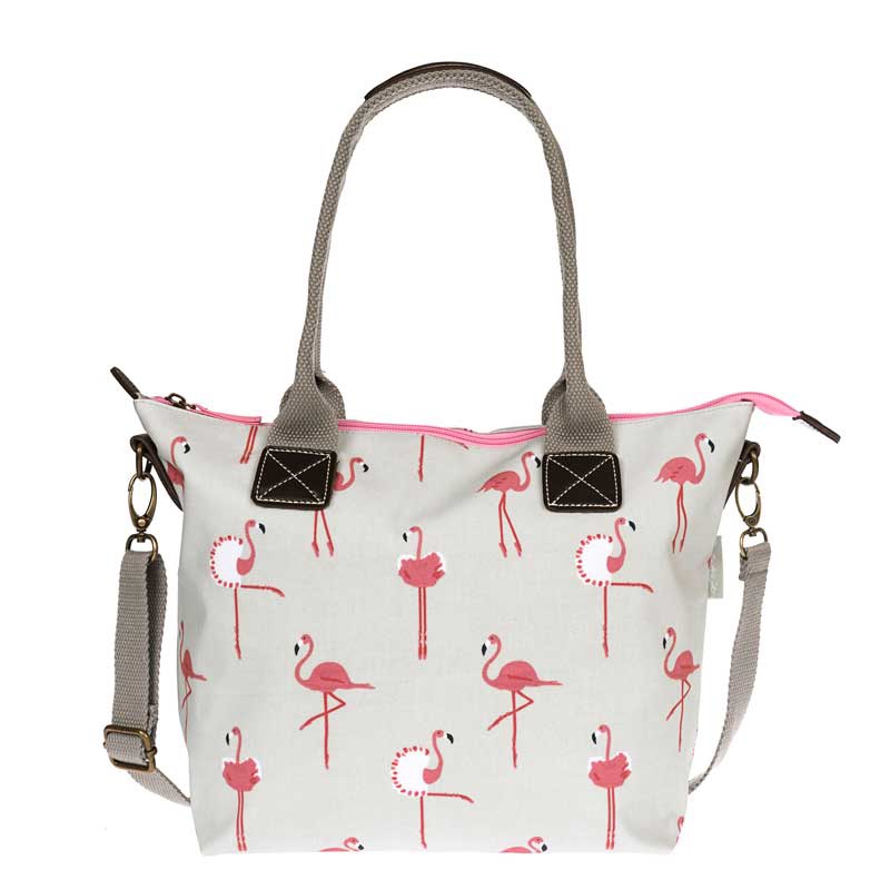 Oilcloth Oundle Bag _ Mini - Flamingos