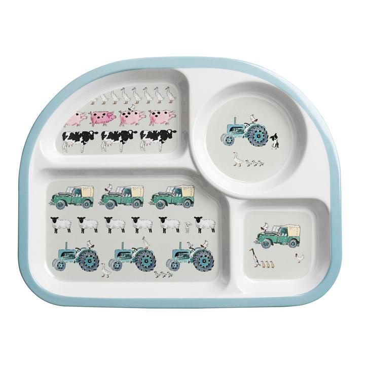 Childrens Melamine Divider Plate - Farm
