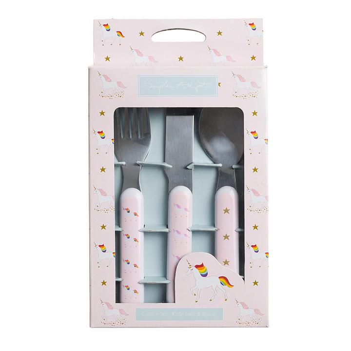 Childrens Melamine Cutlery Set-Unicorn