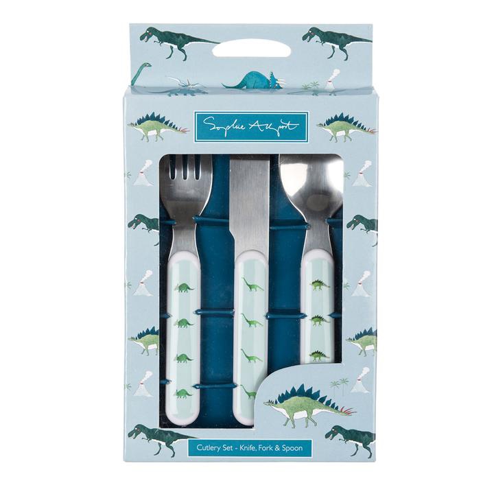 Childrens Melamine Cutlery Set-Dinosaurs