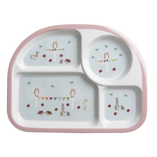 Childrens Melamine Divider Plate-Woodland Party