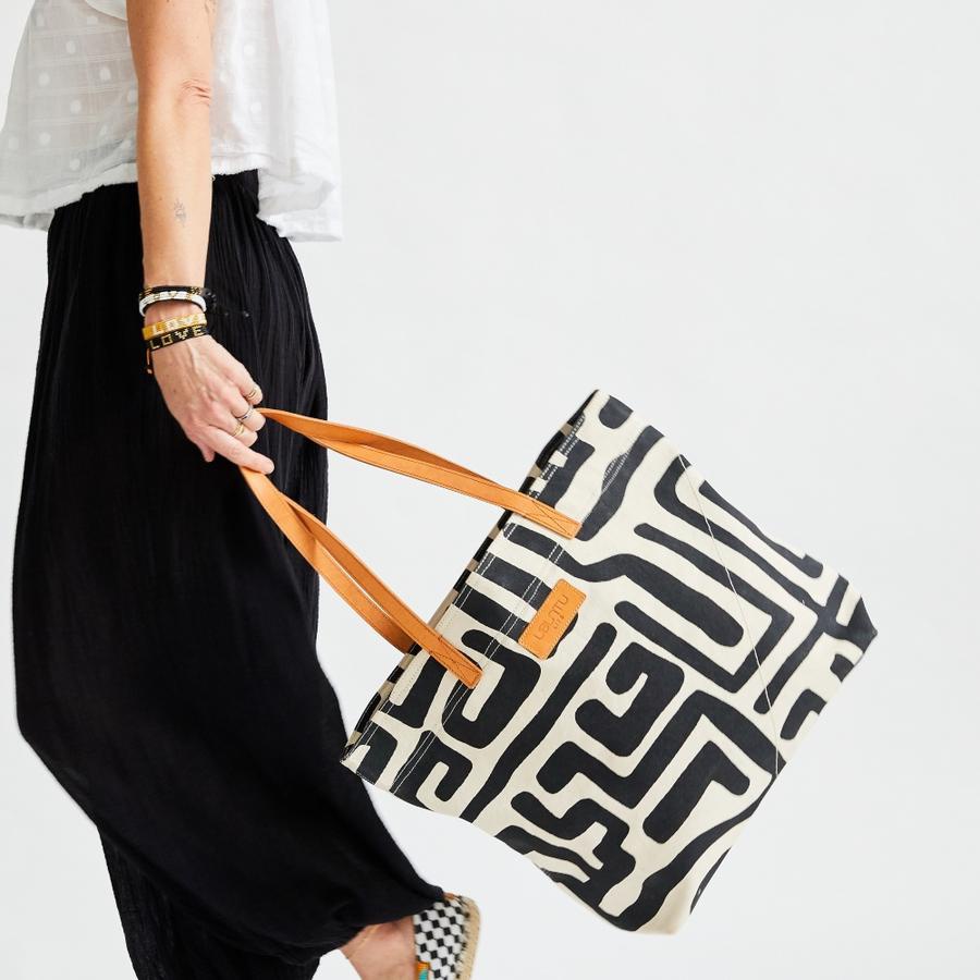 Go Tote Bag-Black & Eggshell