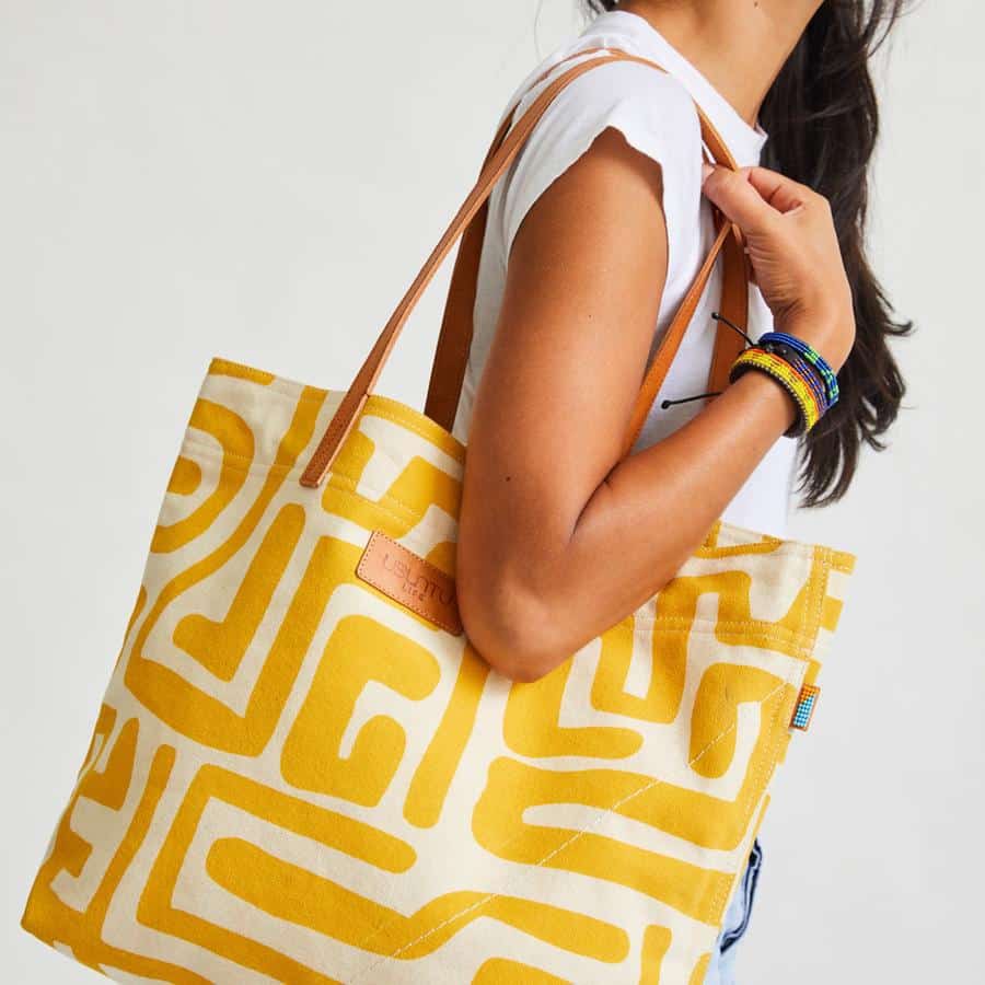 Go Tote Bag-Mustard & Eggshell