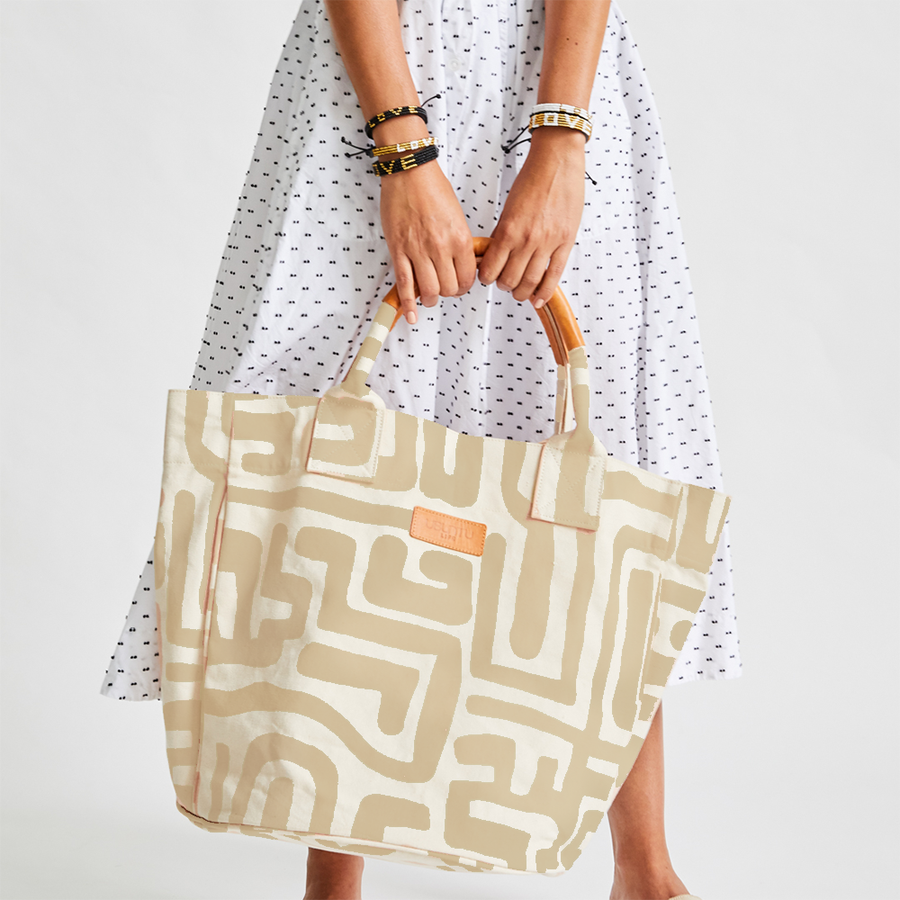 Beach Bag- Sand & Eggshell