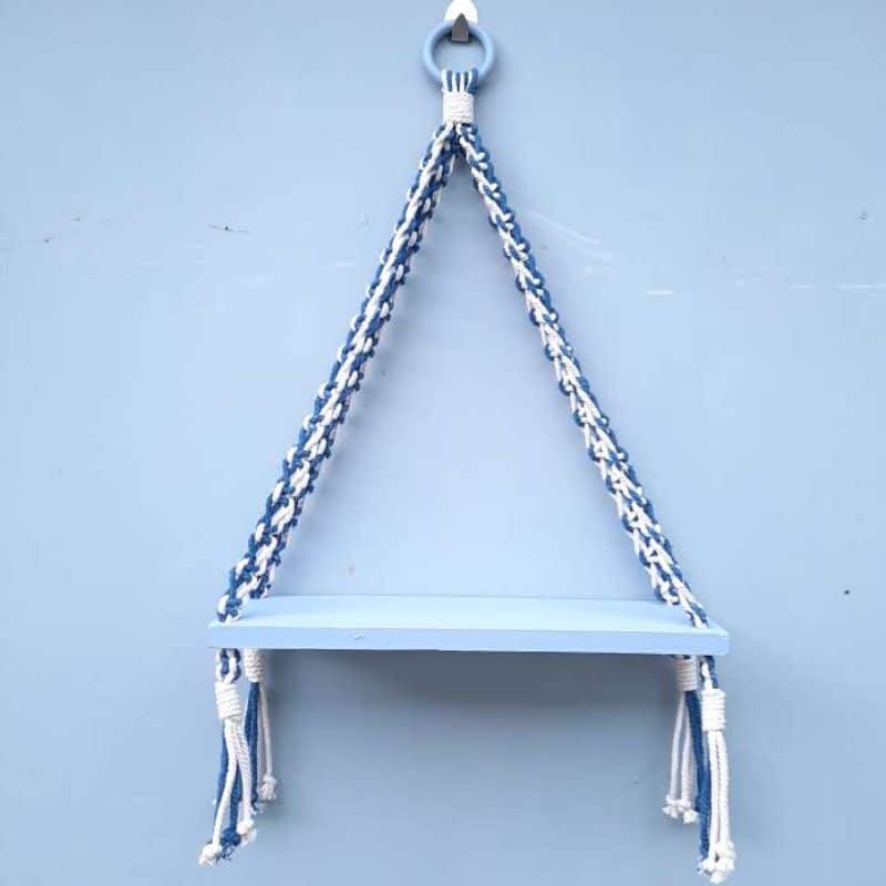 Navy and natural single blue hanging shelf