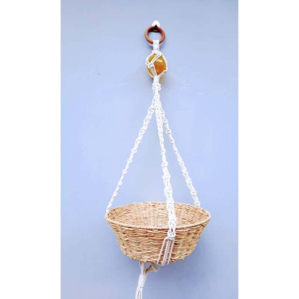 Shallow Light Coloured Basket w/Yellow Glass Ball