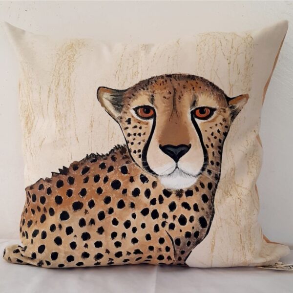 Hand Painted Cushion - Cheetah