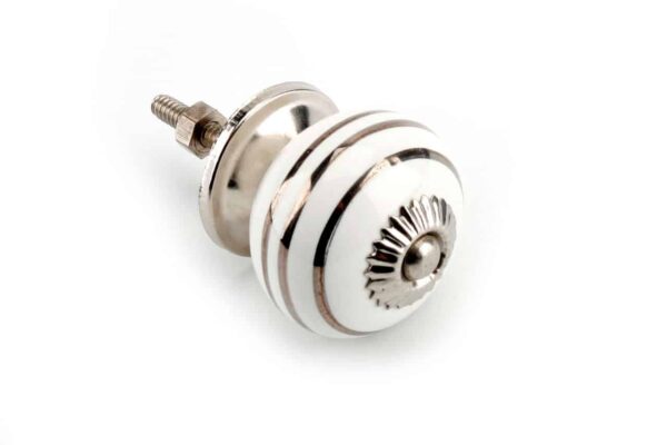 Silver/White Spiral Ceramic Drawer Pull