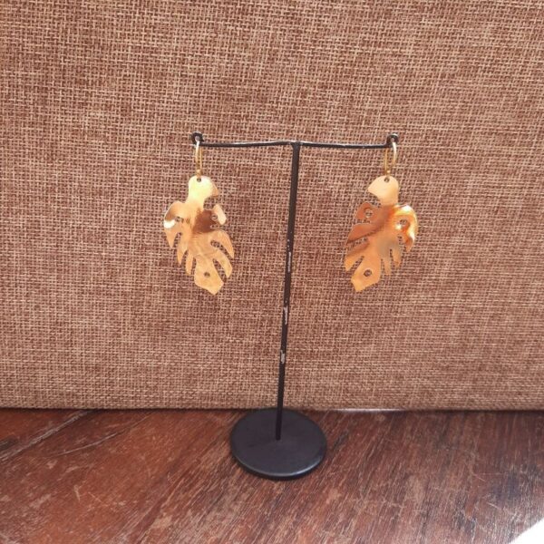 Brass Earring-Monstera Leaf