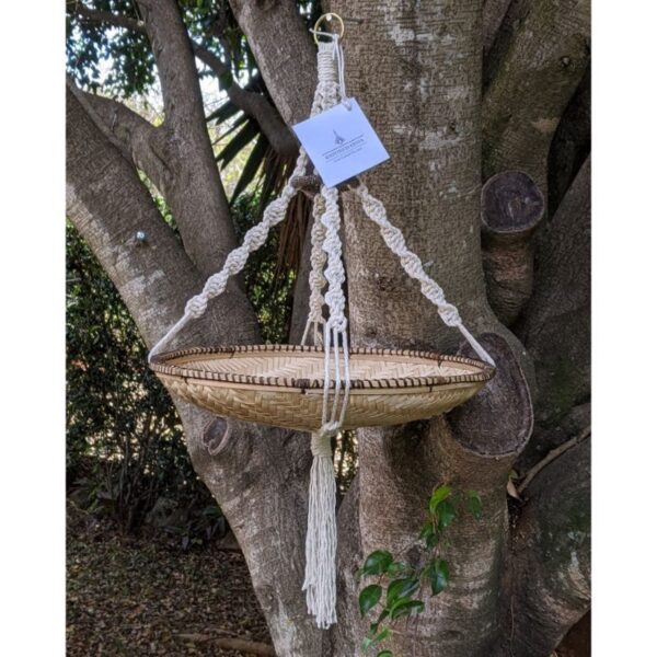 Shallow fruit basket w/ yellow beaded ring