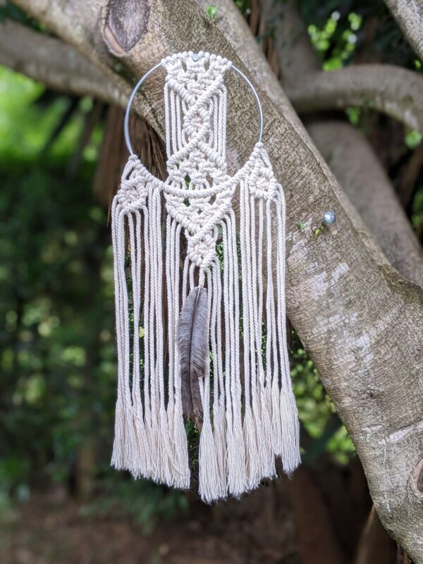 Mini dream catcher w/ center ostrich feathers