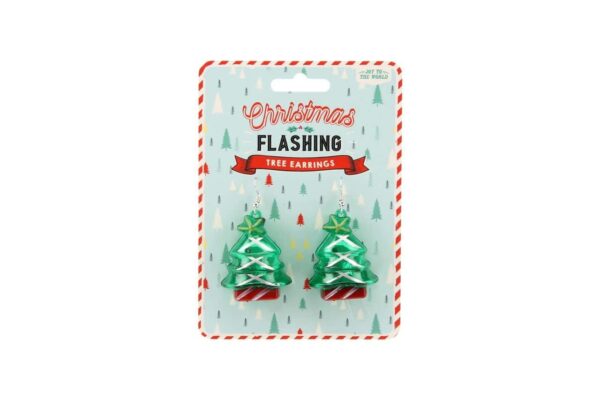 Joy to the World Flashing Tree Earrings
