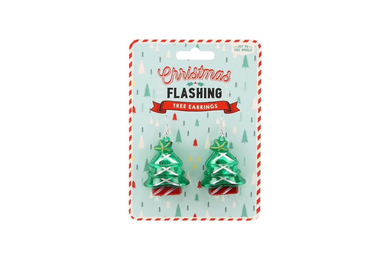 Joy to the World Flashing Tree Earrings