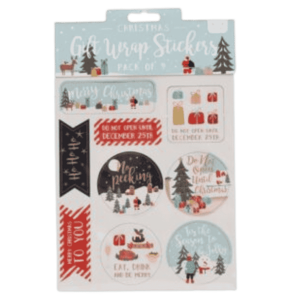Pack of 9 Christmas Gift Wrap Stickers