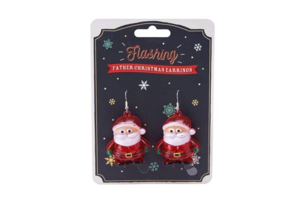 JTTW Flashing Father Christmas Earrings