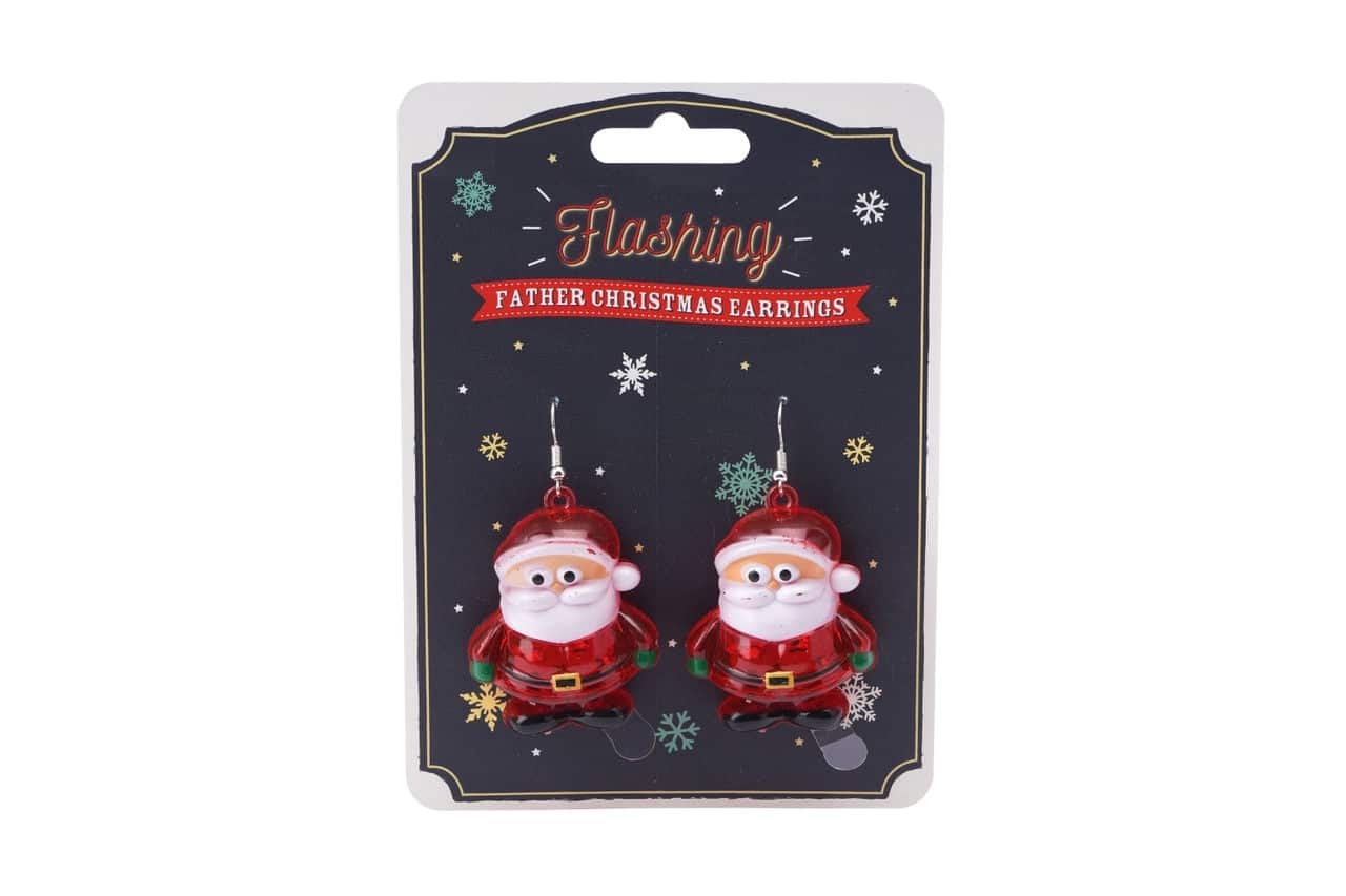 JTTW Flashing Father Christmas Earrings