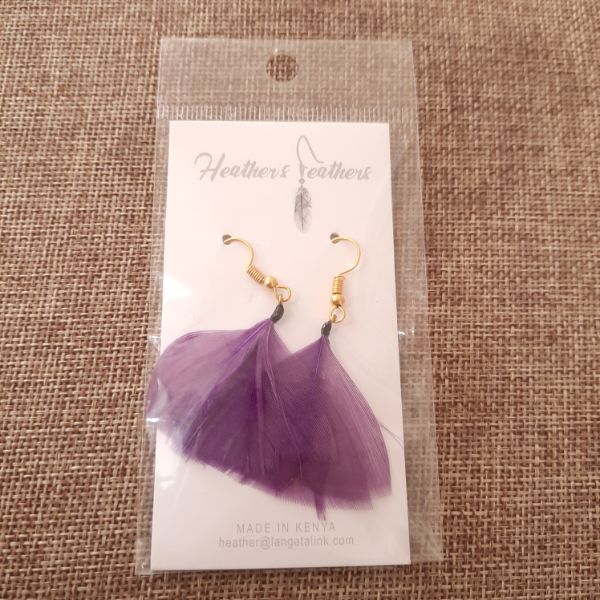 Feather Earrings - Purple