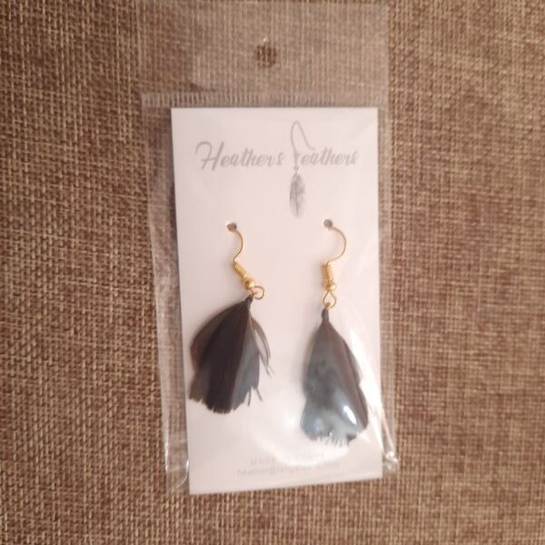 Feather Earrings - Black