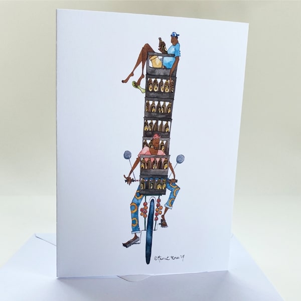 Greeting Card/ Tusker boy on bike