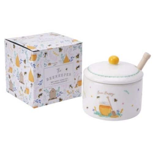 The Beekeeper 'Bee Happy' Honey Pot & Drizzler