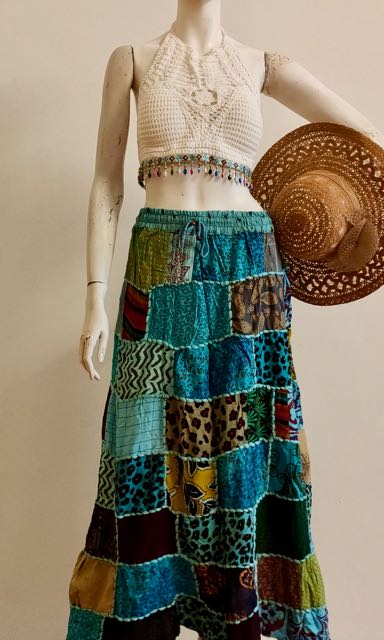 Cotton Patchwork Skirt - Long