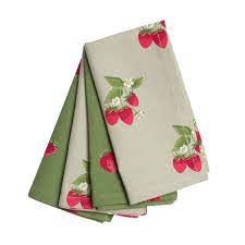 Napkins - Set Of 4 - Strawberries (Mix Pack Solo & Bunches)