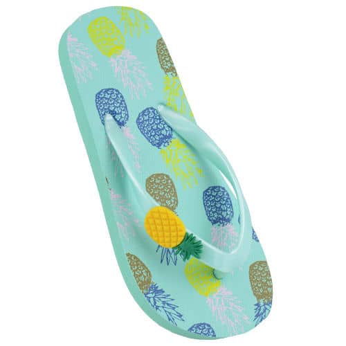 Girls Pineapple Print Green Flip Flops