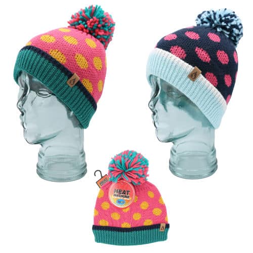 Heat Machine Girls Spotty Bobble Hat