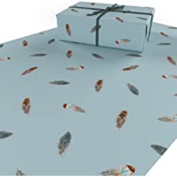 Gift Wrap-Blue Feathers Wrapping