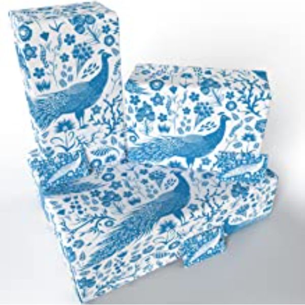 Gift Wrap-Blue Peacocks Wrapping