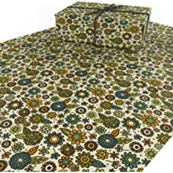 Gift Wrap - Retro White Flowers