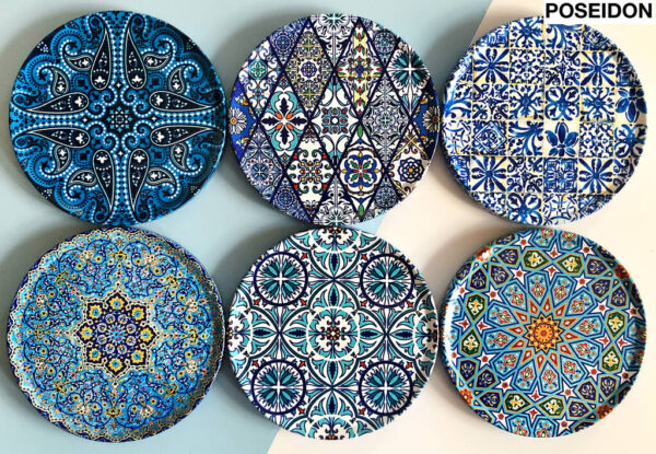 Drink Coaster Set of 6 |Mediterranean Turkish Pattern | Poseidon