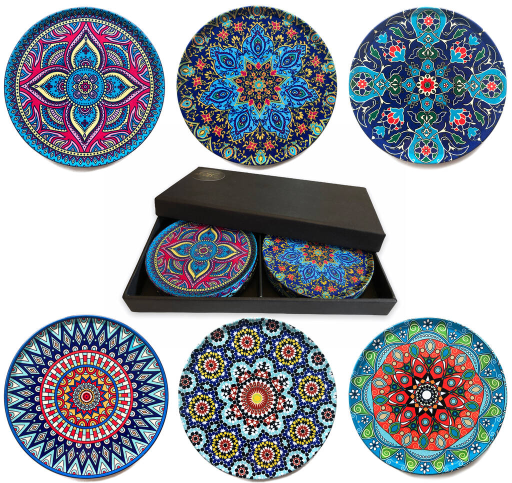 Drink Coaster Set of 6 | Moroccan Persian Pattern - Image 2