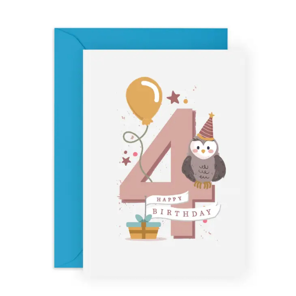 4th Birthday Owl Card/ CF675birthday cards, cards
