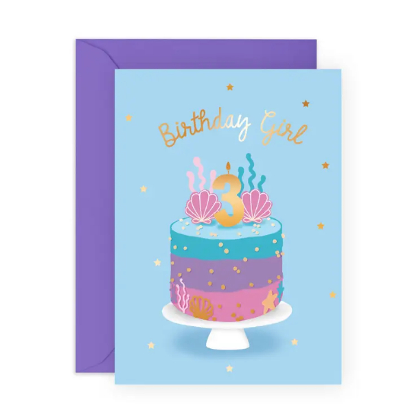 Birthday Girl Shell Cake 3 Card / CF154