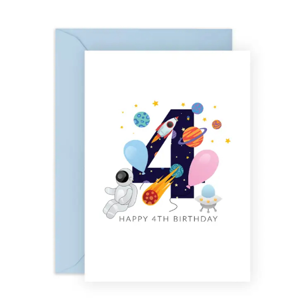 Happy 4th Birthday Space Card/ CF638