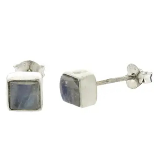 5mm Square Moonstone Stud Earrings