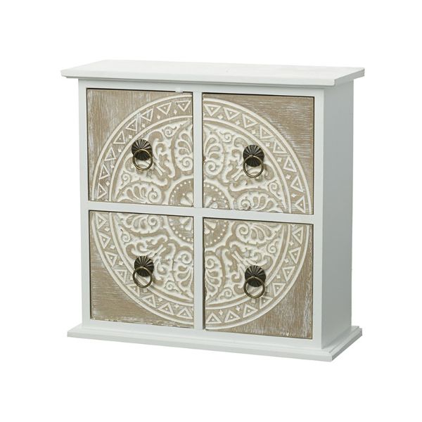 WHITE & LIME WOOD PATTERNED DRAWERS BYZ374