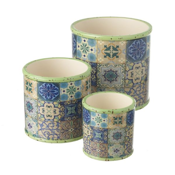 SET OF 3 ROUND CERAMIC POTS FDT029B