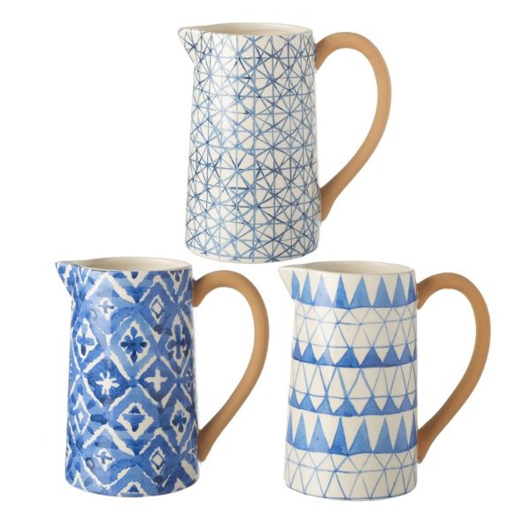 BLUE CERAMIC JUG MIXED DESIGNS FDT031G